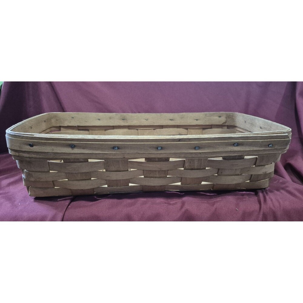 Vintage Longaberger Hostess Bread Basket Rectangular Wood Woven 13.5x8x4EUC
